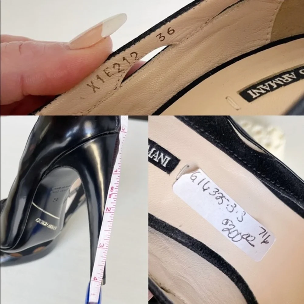 🆕 Giorgio Armani Leather & Suede Cut Out High Heel Pumps - Picture 11 of 12